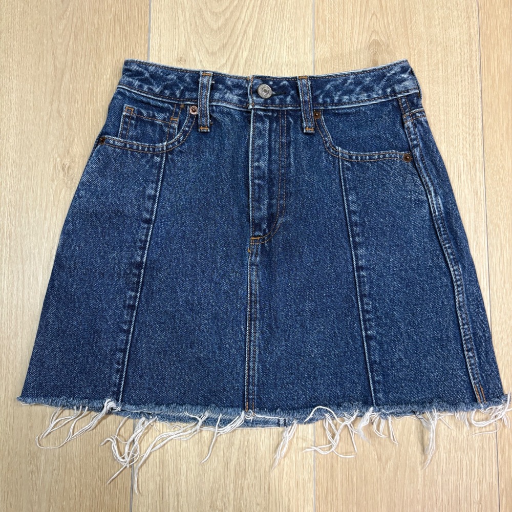 Abercrombie & Fitch Zoe Natural Rise Vintage A-Line Denim Mini Skirt Blue Sz. 00